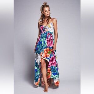 Mara Hoffman Tropical Flora Stone Maxi Dress in Marine size 4